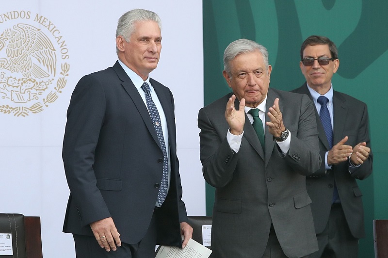 El presidente Andrés Manuel López Obrador y el mandatario de Cuba, Miguel Díaz-Canel, el 16 de septiembre de 2021. Foto José Antonio López