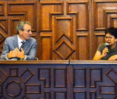 Ante el Consejo Universitario presenta sus propuestas candidato a la presidencia municipal de Puebla por la coalición Sigamos Haciendo Historia. (BUAP)