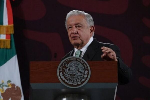 El presidente López Obrador, durante su conferencia de esta mañana desde Palacio Nacional. Foto Cuartoscuro