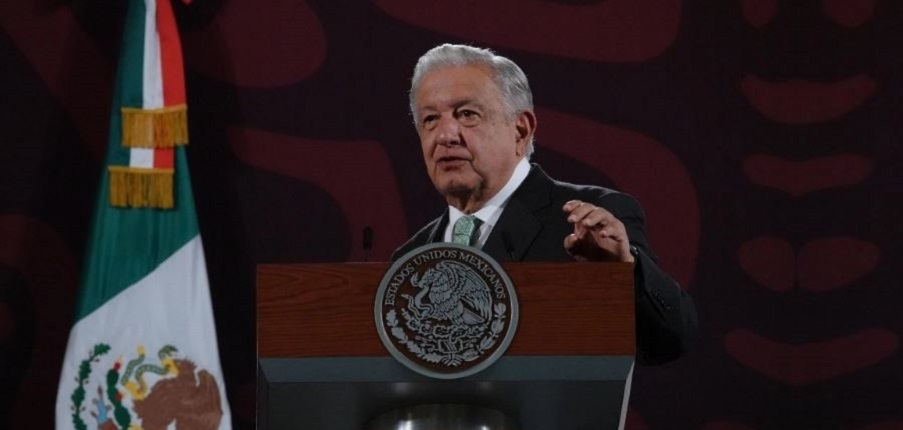 El presidente López Obrador, durante su conferencia de esta mañana desde Palacio Nacional. Foto Cuartoscuro