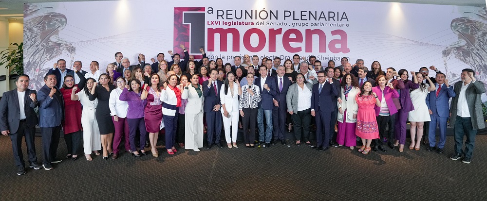 Claudia Sheinbaum celebra bancada histórica de Morena con 66 senadores y senadoras. (Especial)