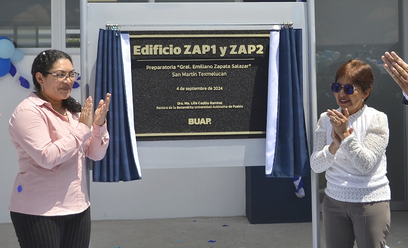 Inaugura la rectora Lilia Cedillo dos nuevos edificios en la Preparatoria Emiliano Zapata, extensión San Martín Texmelucan. (BUAP)