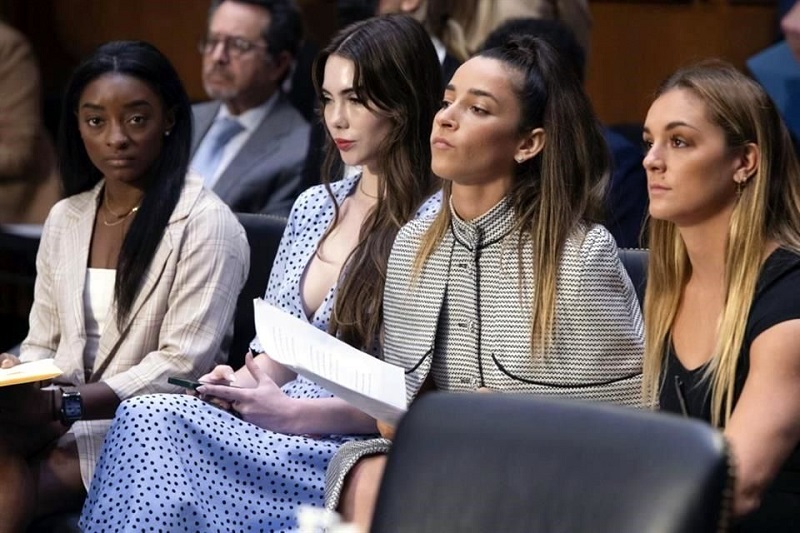 Simone Biles, McKayla Maroney, Aly Raisman y Maggie Nichols fueron parte de las gimnastas abusadas por Nassar. Crédito: AP