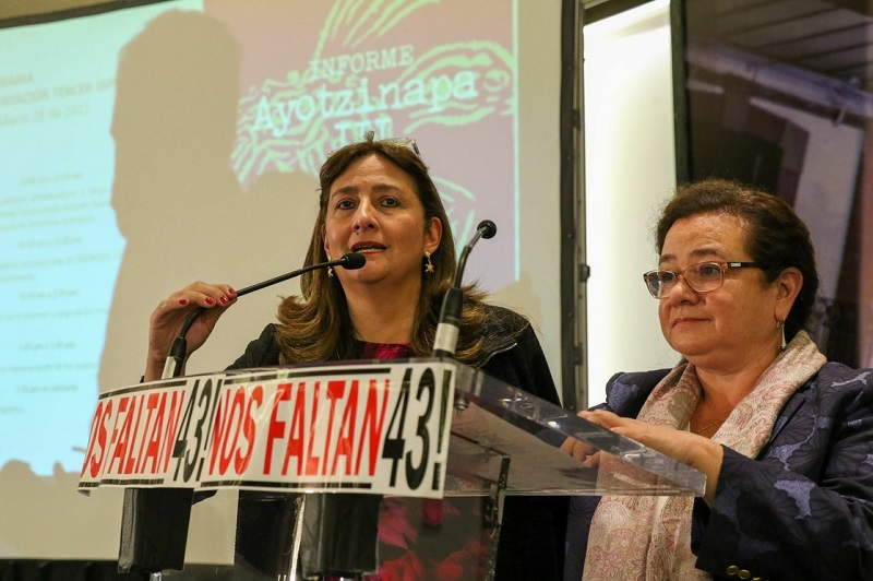 Durante la presentación del Tercer Informe del GIEI sobre el caso Ayotzinapa, el 28 de marzo de 2022. Foto Cuartoscuro