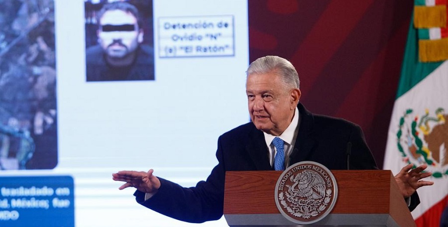 El presidente Andrés Manuel López Obrador, durante su conferencia matutina en Palacio Nacional, en la Ciudad de México, el 6 de enero de 2023. Foto Pablo Ramos