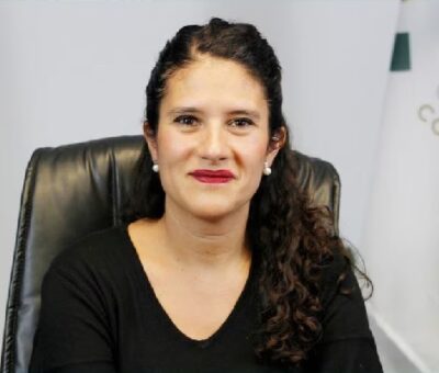 Bertha Alcalde Luján en su oficina en Ciudad de México, en 2022. GOBIERNO DE MÉXICO