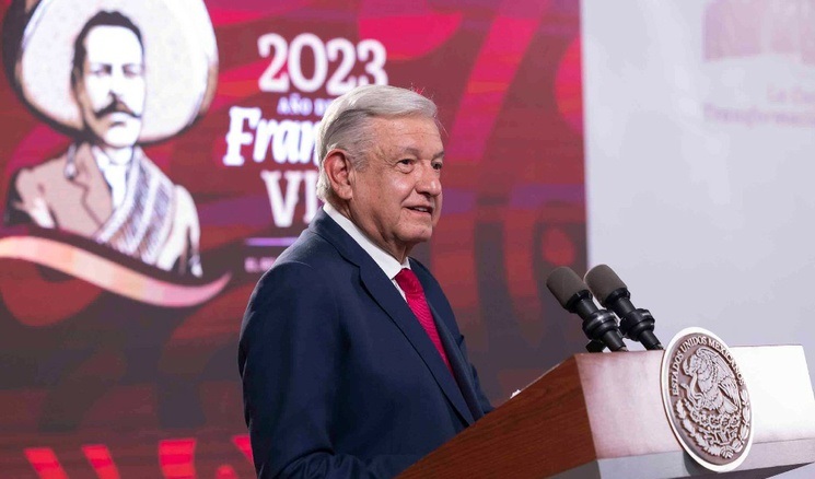 El presidente Andrés Manuel López Obrador durante la Conmemoración del 1º de Mayo "Día del Trabajo". Foto Presidencia