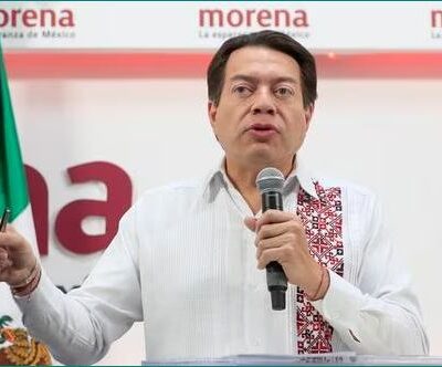 Mario Delgado, presidente del Movimiento de Regeneración Nacional (Morena), habla durante una conferencia de prensa en Ciudad de México, el 6 de junio de 2023. (Foto de Mario Guzmán / EFE) / Mario Guzmán