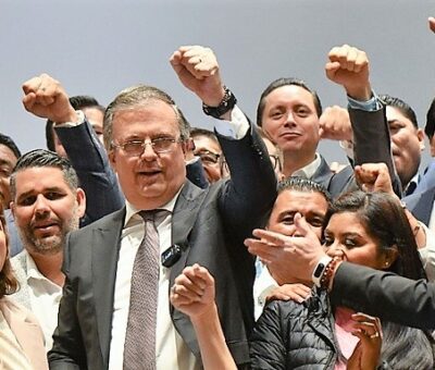 El canciller Marcelo Ebrard durante la conferencia de prensa de esta tarde. Foto Cuartoscuro