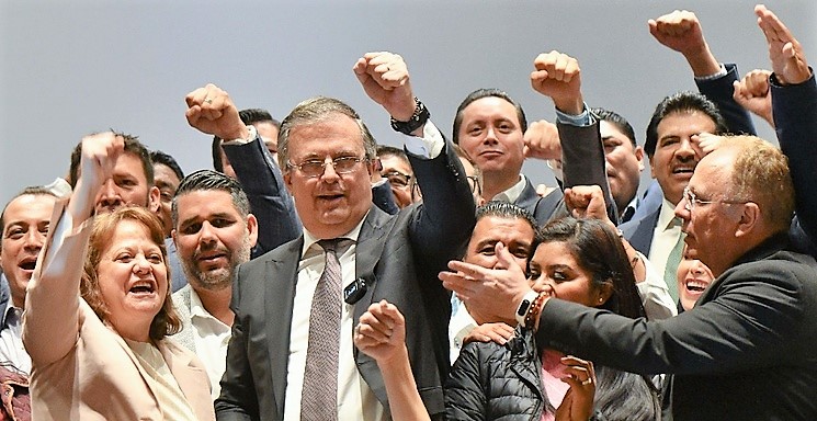 El canciller Marcelo Ebrard durante la conferencia de prensa de esta tarde. Foto Cuartoscuro