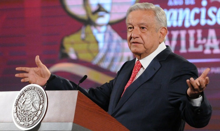 El presidente Andrés Manuel López Obrador encabeza la conferencia mañanera en Palacio Nacional, el 9 de agosto de 2023. Foto Cuartoscuro