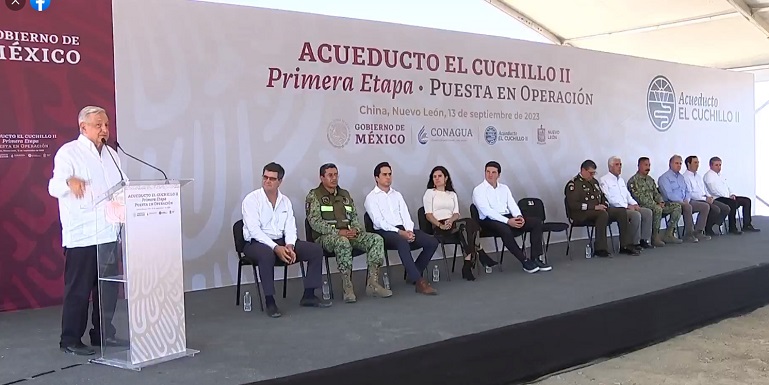 Esta obra, para la que se invertirán 12 mil millones de pesos (mitad la Federación y la otra parte el estado), representa la suma de voluntades, afirmó el presidente López Obrador, este 13 de septiembre de 2023. (Especial)