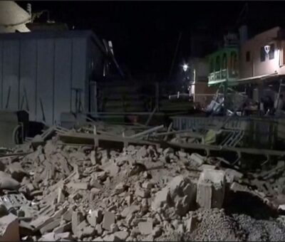 Escombros en Marrakech tras el terremoto. AL OULA TV (VIA REUTERS)