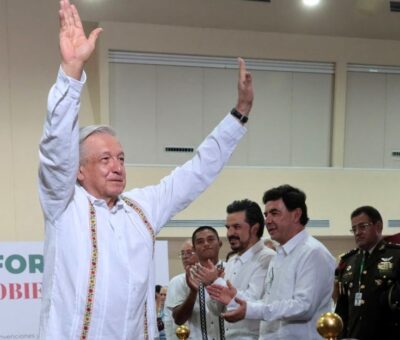 El presidente Andrés Manuel López Obrador durante su Quinto Informe de Gobierno, en Campeche, el 1 de septiembre de 2023.