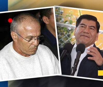 AMLO cuestiona al Poder Judicial por el cambio de prisión de Jean Succar Kuri. Mario Marín y Jean Succar Kuri / Diseño Telediario