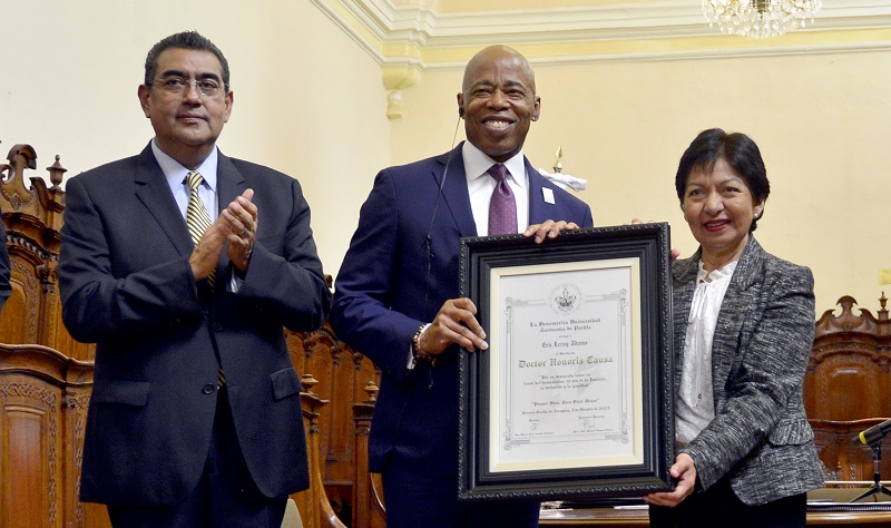 La BUAP otorga Doctorado Honoris Causa a Eric Leroy Adams, alcalde de NY. (Especial)