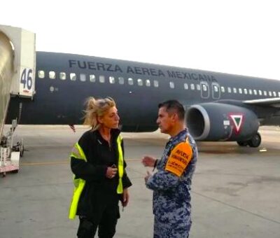 La aeronave de la Fuerza Aérea Mexicana que partió ayer rumbo a Israel aterrizó este martes 10 de octubre 2023 en Tel Aviv, donde será abordado por connacionales para regresar a México. Foto tomada de X @SRE_mx