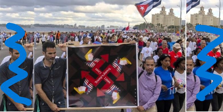 La manifestación también estuvo encabezada por el líder y ex presidente Raúl Castro. Foto AP