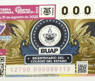 Lotería Nacional emite billete conmemorativo del bicentenario del Colegio del Estado. (BUAP)