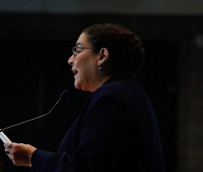 La ministra Lenia Batres Guadarrama presenta su Informe de Actividades de Cierre de Gestión de la 11a- época de la Suprema Corte de Justicia de la Nación en el Museo de la Ciudad de México. Foto Cristina Rodríguez