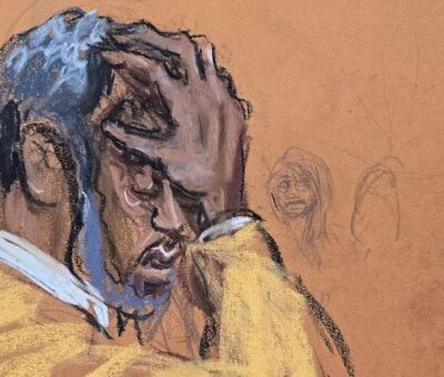 Una ilustración de Sean 'Diddy' Combs durante su audiencia en Nueva York, el 3 de octubre de 2025. Foto: REUTERS