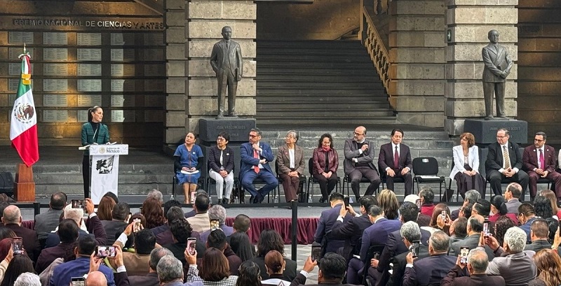 La presidenta Claudia Sheinbaum habló el marco de la Primera Reunión Nacional de Universidades e Instituciones de Educación Superior para la Transformación de México. Foto Luis Castillo