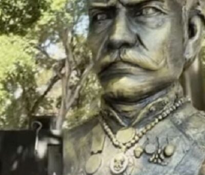 Busto de Porfirio Díaz en el Paseo Bravo. Foto: Especial