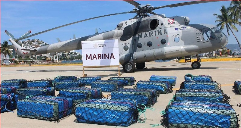 Los detenidos y lo incautado fueron puestos a disposición de la autoridad competente en la octava región naval ubicada en Acapulco. / Foto: @GabSeguridadMX