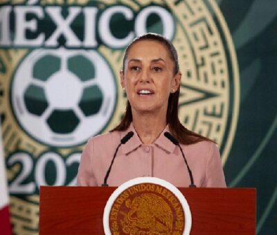 La presidenta Claudia Sheinbaum, durante su conferencia de esta mañana desde Palacio Nacional. Foto Cuartoscuro