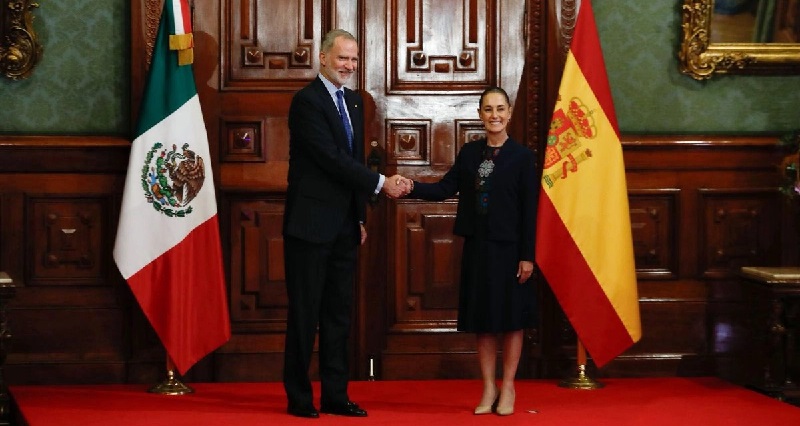 La presidenta Claudia Sheinbaum recibió en Palacio Nacional el rey Felipe VI de España. Foto: Cristina Rodríguez/ La Jornada