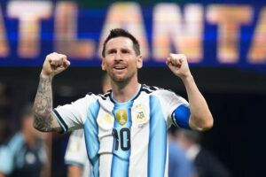 Lionel Messi celebra al finalizar el juego contra Egipto, en el estadio Atlanta, en Georgia, este martes. Koji Watanabe (Getty Images)
