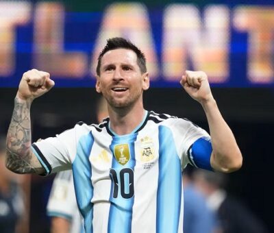 Lionel Messi celebra al finalizar el juego contra Egipto, en el estadio Atlanta, en Georgia, este martes. Koji Watanabe (Getty Images)