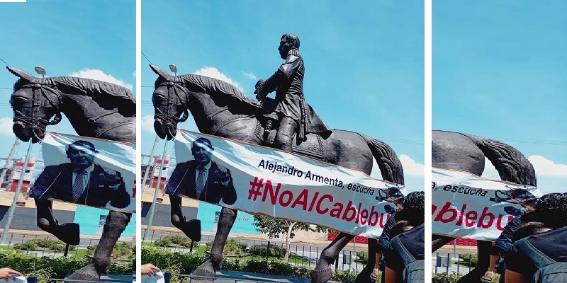 Protesta contra el proyecto del Cablebús en Puebla (Facebook Rebeldías Resistencias. El Común y Otras Luchas)