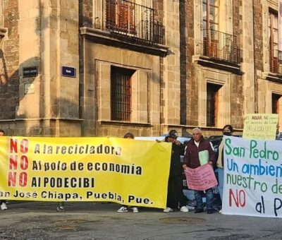 La protesta de habitantes de San José Chiapa, Puebla, y de San Pedro Ecatepec, Tlaxcala. (Movimiento En Defensa Del Agua y Del Medio Ambiente)
