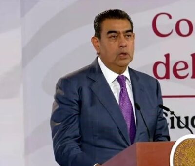 Sergio Salomón, titular del Instituto Nacional de Migración, en la conferencia de este jueves en Palacio Nacional. Crédito: Tomada de Youtube