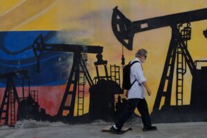 Un mural de pozos de petróleo en Caracas, Venezuela, el 29 de agosto de 2026. Pedro Mattey (AP Photo/Pedro Mattey)