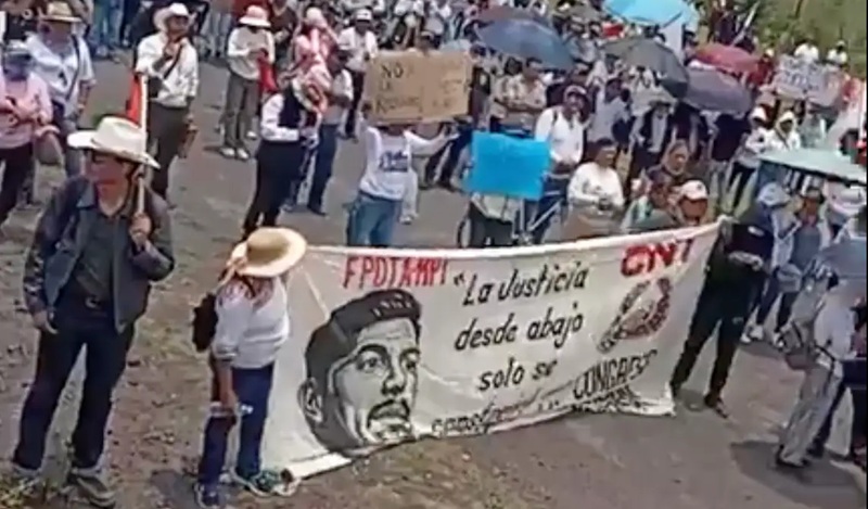 Protesta contra el Podecibi en San José Chiapa. (Archivo)
